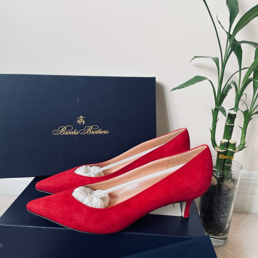 Brooks Brothers Suede Point-Toe Heels
